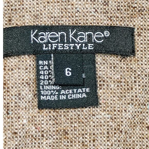 Karen Kane Lifestyle Wool Silk Crop Blazer Embroidered Lace Trim Brown Womens 6 - Picture 4 of 7